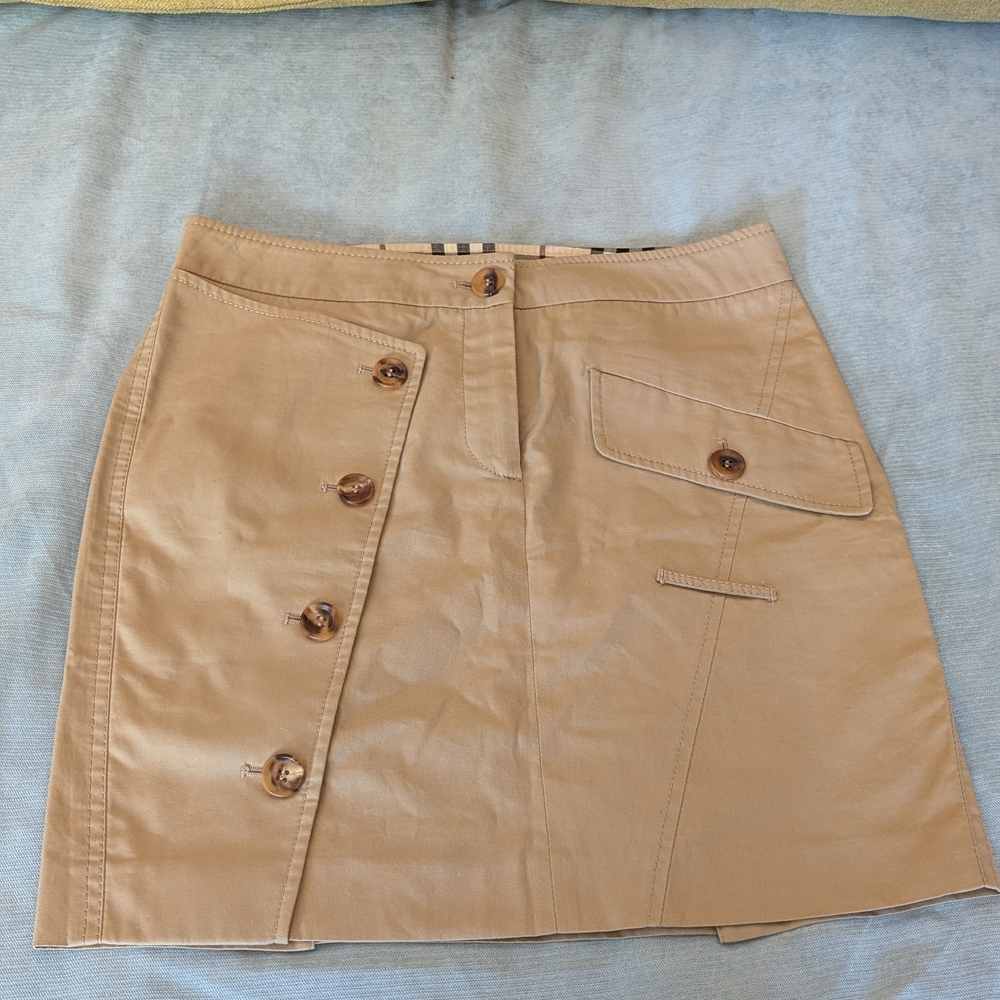 Burberry Tan A-Line Mini Skirt Asymmetrical Cargo